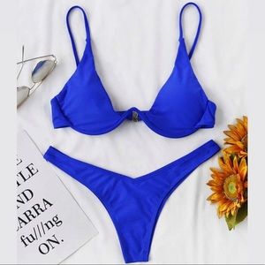 SHEIN, Blue Spaghetti Underwired High Cut Bikini